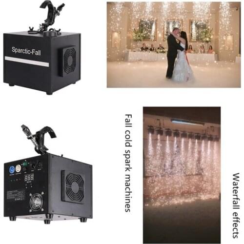 Free Shipping 2pcs/lot Spray Down Stage Cold Fireworks Cold Spark Fountain DMX Sparkler Machine Remote Control With Powder