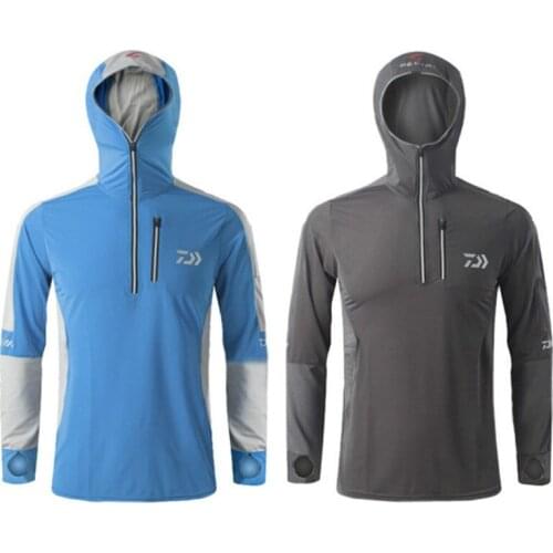 2021 New style Daiwa Fishing Clothing Quick-Drying Anti-UV Sun Daiwa Jacket Sports Clothes Long Sleeve Hooded Fishing Clothing