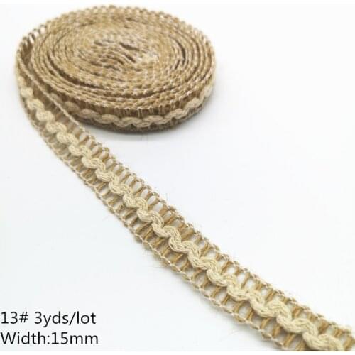 3 yds Natural Jute Burlap Hessian Jute Ribbon Twine Flower Pattern Wedding Party Supplies Burlap Ribbon DIY Burlap Rope Craft#13