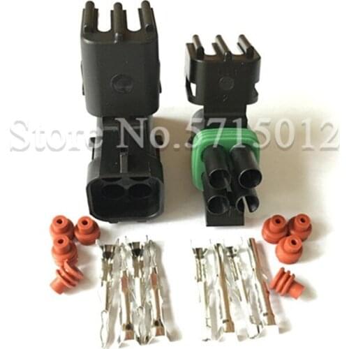 4 Pin Way 12015798 12015024 Male Female Weather Pack Square Wire To Wire delphi pa66 connector
