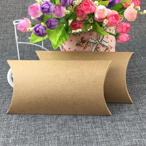 50PCS/Lot Kraft Paper Pillow Shape Box 18*10*3cm Jewelry Displays Package Carry Case For Candy/Toy/Gift Accept Custom Logo
