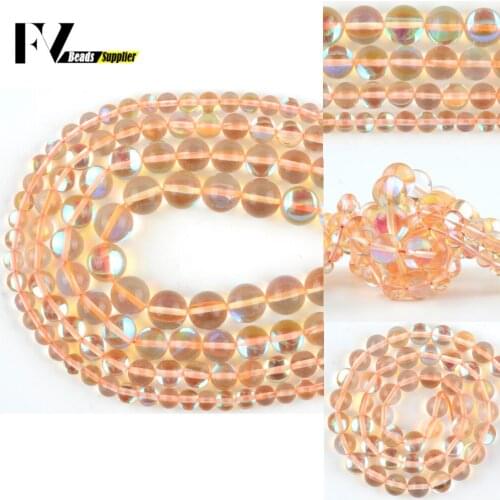 A + Natural Brown Austrian Crystal Beads For Jewelry Making Diy Round Glitter MoonStone Beads Bracelet Necklace 6 8 10 12mm 15