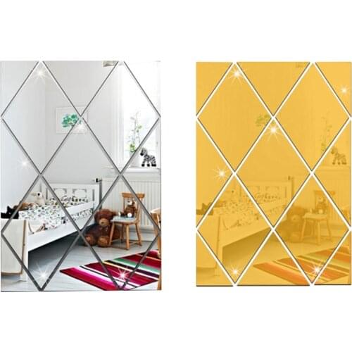 Promotion! 3D Acrylic Mirror Wall Sticker Home Hotel Living Room Decoration Modern Diamond Pattern Mirror Wall Sticker