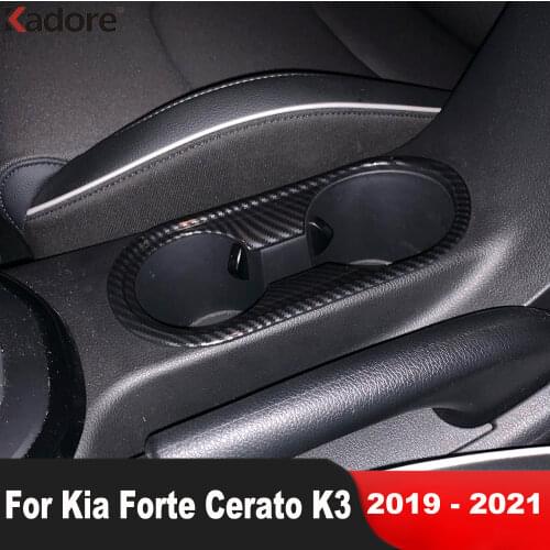 For Kia Forte Cerato K3 2019 2020 Carbon Fiber Interior Front Water Cup Bottle Holder Frame Cover Trim Stickers Car Accessories