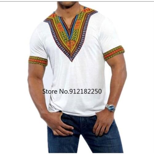 White Slim Fit Short Sleeve African Dress T Shirt Men Clothing 2021 Fashion African Dashiki Tee Shirt Homme African Clothes XXL