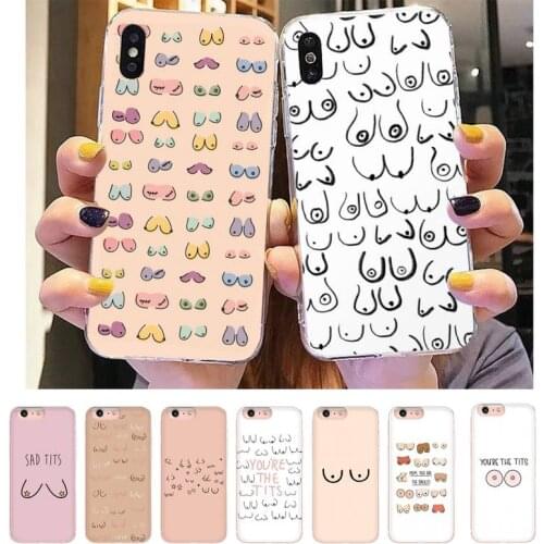 Boobs Art Print Phone Case For DIY iPhone X XS MAX 11 11 pro max 6 6s 7 7plus 8 8Plus 5 5S XR SE 2020 Transparent funda case