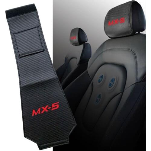 Car Headrest Cover For Mazda MX-5 MX5 Carbon Fiber Leather Car pillows case Interior accessories Car-Styling