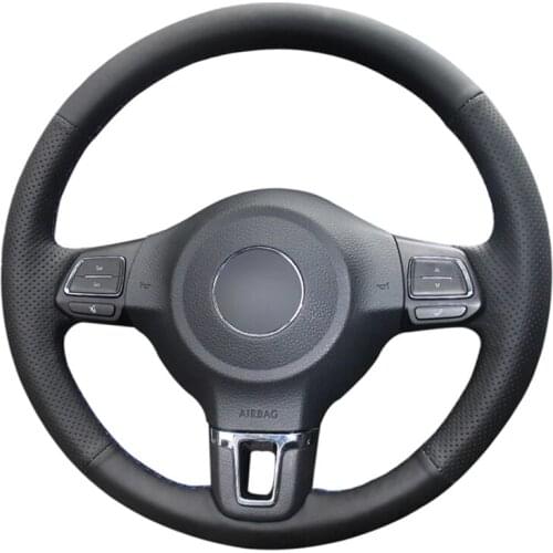 Black Artificial Leather Braid Car Steering Wheel Cover for Volkswagen VW Golf 6 VI Plus Polo Tiguan Touran Caddy Jetta Holster