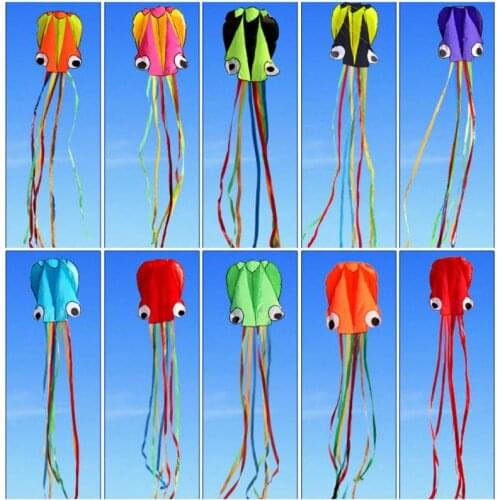 Cartoon Octopus Kite Kids Outdoor Fun Toys Flying Kite Gifts 400cmX70cm Foldable Soft With Handle Line Reel Windsock Sport Games