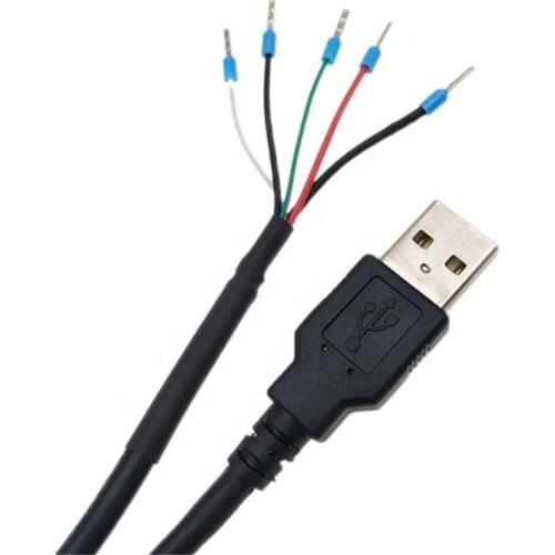 2854-30AWG Shielded USB Male Cable Pigtail 0.3M USB Jack 4 wires Power Pigtail Cable Cord DIY