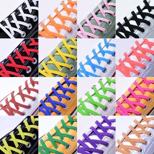 1Pair Elastic Rainbow Color Shoelaces No Tie Sneakers Shoe Laces Kids Adult Quick Lazy Shoelaces Stretching Lace Flat Shoelaces