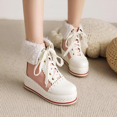 Fleece Cuffed Platform Shoes Schoolgirls Shoes Bottomed Inner Increase Winter Warmth Casual Shoes Pinkish Green Canvas Shoe
