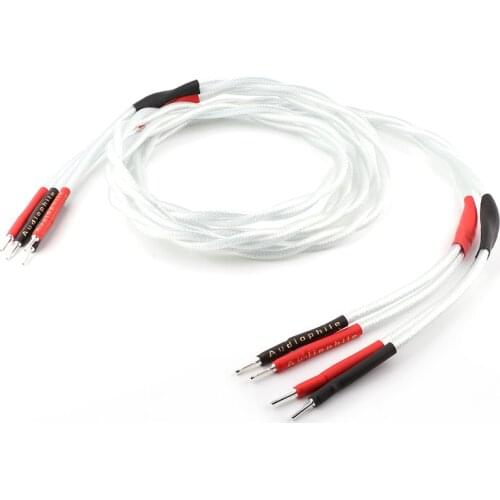 HI-End 7N Silver Plated HIFI Speaker Cable Audiophile loudspeaker Cable Audiograde Cable with silver plated banana plug