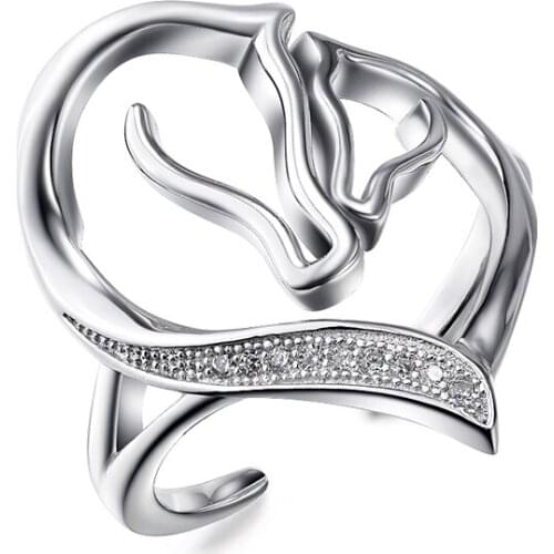 Sinya Sterling Silver Ring heart Shape Double Hores lover fine jewelry Valentines Day birthday christmas gift to your lover