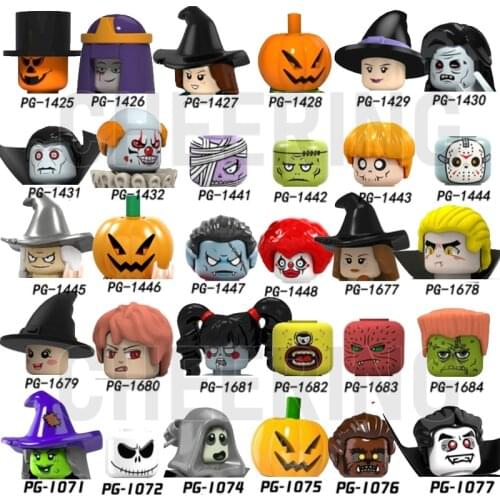 Building Blocks Pumpkin Man Female Ghost Witch Halloween Horror Action Figures Christmas Toys Gift For Children