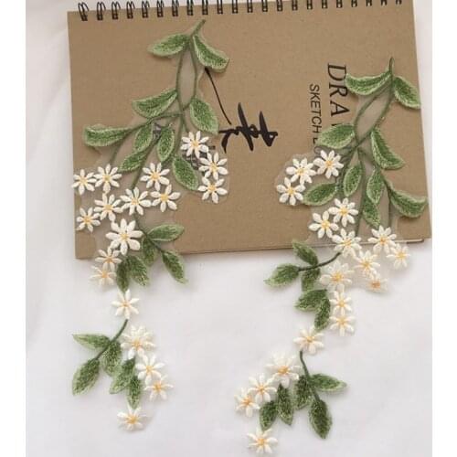 Lace Fabric Applique Flower Embroidery Sew On Patches For Wedding Dress Diy Performance Clothing Decoration Garment Accessories