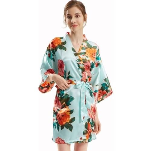 Summer Ice Silk Hand Painted Peony Bridal Nightgown Dressing Gown Womens Pajamas Ladie Robe Female Kimono Sleepwear Home Clothes