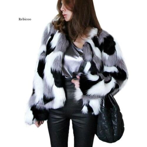 Autumn Winter Womens Fake Fur Coat Elegant Natural Fur Coat Artificial Streetwear Europe Casual Womens Warm Female Jacket