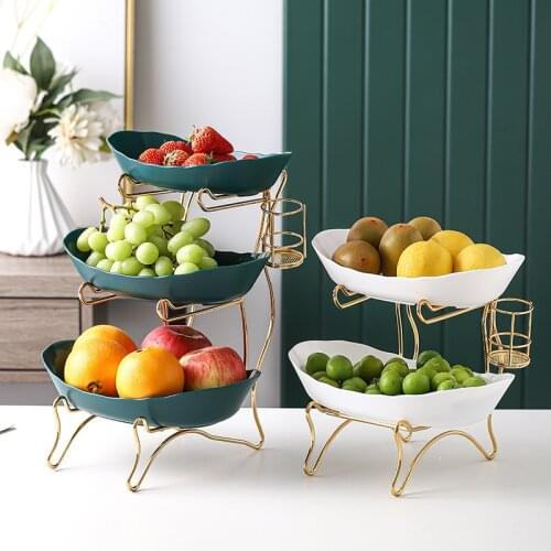 Plastic Candy Dish Creative Modern Living Room Home Three Layers Fruit Plates Snack Dish Dried Fruit Basket White Green