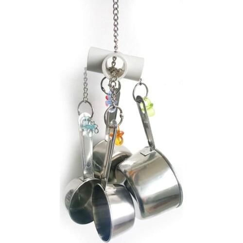 Bird Stainless Steel Pot Chew Toy Parrot Beak Molar Bite for Parakeet Cockatiel Macaw Cage Hanging Swing