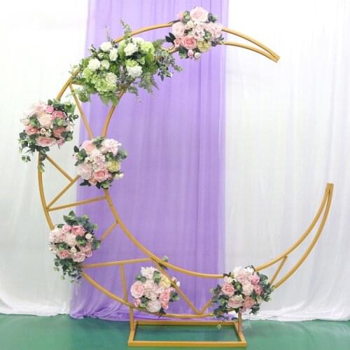 Wedding Props Wrought Iron Moon Arch Flower Shelf Wedding Party Stage Background Decoration Moon Screen Stand