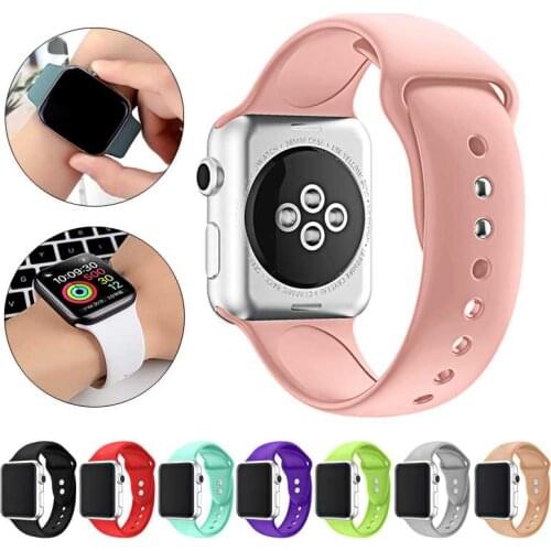 Silicone Strap For Apple Watch Band 44mm 40mm 38mm 42mm Rubber Belt SmartWatch Bracelet WatchBand For iWatch Series SE 6 5 4 3 2