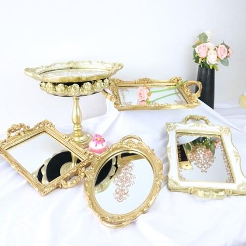 Romantic Mirror Type Cupcake Cake Stands Princess Wedding Birthday Dessert Tableware Tray Cake Decorating Tools Party Dinnerware
