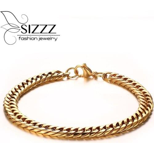 SIZZZ European and American gold color twist mens titanium steel bracelet&bangles