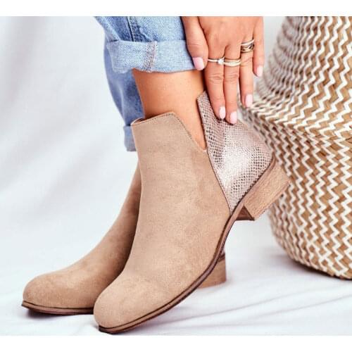 2020 Women Retro Boots Womens PU Leather Ankle Boots Woman Vintage Leopard Low Heels Female Short Boots Ladies Zip Shoes