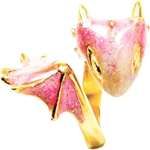 Fashion Design Enamel Dragon Rings Punk Viking Animal Snake Adjustable Finger Ring Women Statement Jewelry Gift Accessories