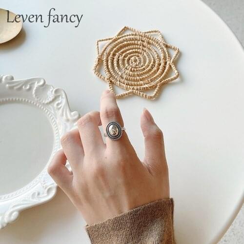 Vintage Mirror Ring In Sterling Silver 925 Retro Oval Macrame Cocktail for Women Fashion Knuckle Korea Rings Jewelry Gift