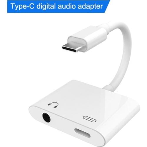 2 in 1 Fast Charge Headset Adapter Type-C USB-C 3.5mm Digital Audio Cable Converter for iPad Pro Google HTC Huawei Essential