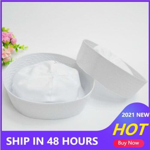 2021 Sailor Marine Doughboy Military Cap Hat for Adults / Child White Sailor Navy Hat Cap with Anchor for Fancy Dress