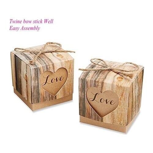 30 Pieces/lot) Quality Promise Wedding Gift box of "Hearts in Love" Rustic Favor Box and Party favor box and Kraft candy box