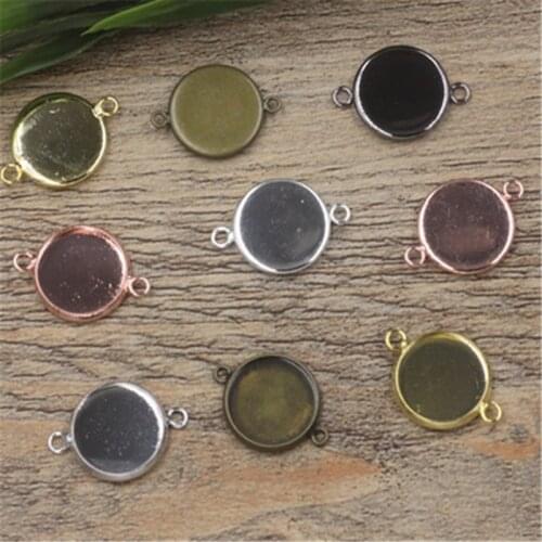 Aclovex 10mm 12mm Gold Silver Color Necklace Bracelets Connectors Pendants Base Cabochon Cameo Settings For Diy Jewelry Making
