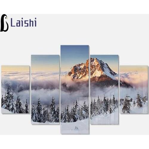 Diamond Embroidery Snow mountain, forest 5D Cross Stitch Diamond Painting Rhinestone Full Square round Beadwork Diamond Mosaic