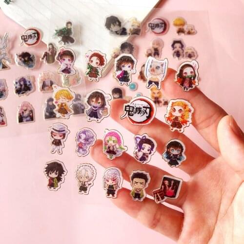 Anime Demon Slayer Kimetsu No Yaiba cute Sticker suitcase Guitar Kids Girl Graffiti Waterproof PVC three-dimensional Stickers