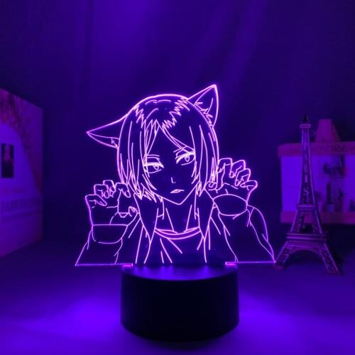 Anime Haikyuu Kenma Kozume Cat Led Lamp for Childrens Bedroom Decoration Birthday Gift Color Changing 3d Light Manga Haikyu