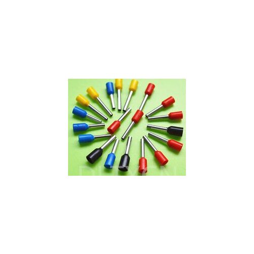 Free Shipping Yellow E1008 PVC Insulated Bootlace Ferrules For 1.0mm2, 18 AWG Wire, 8mm of Pin Length