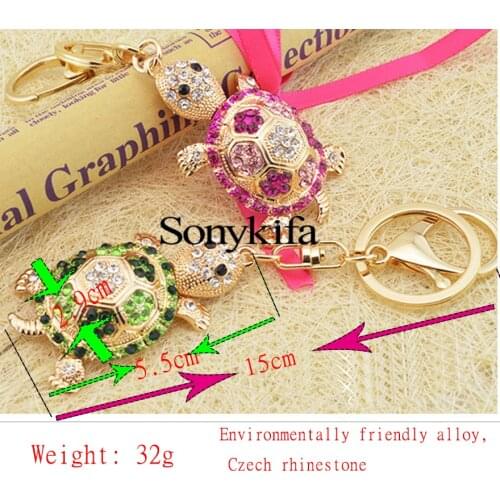 BRACE CODE Cute Cubic Zirconia Color Cute Little Turtle Couple Men and Women Keychain Car Pendant Chain Keychain