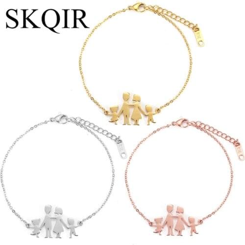 Parents holding children bangle customized kids name letter bracelet mujer pulseras family bangle girl jewelry boy birthday gift