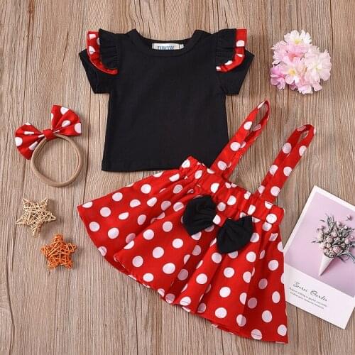 Baby Set Infant Cartoon Polka Dot Suspender Skirt With Headdress Clothing Sets Baby Girls' Suits Clothes Gifts For 0-2 Y