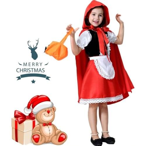 Halloween costume for kids girls fancy dress Children Little Red Riding Hood Cosplay Dress Princess baby party cosplay coat cape