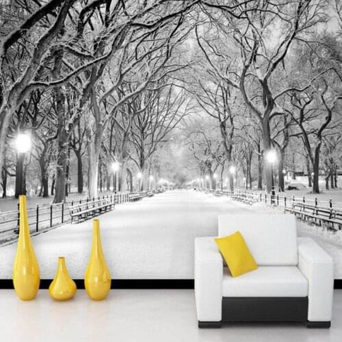 Black And White Snow Landscape Photo Mural Wallpaper 3D Stereo Living Room Bedroom Backdrop Wall Home Decor Papel De Parede 3D
