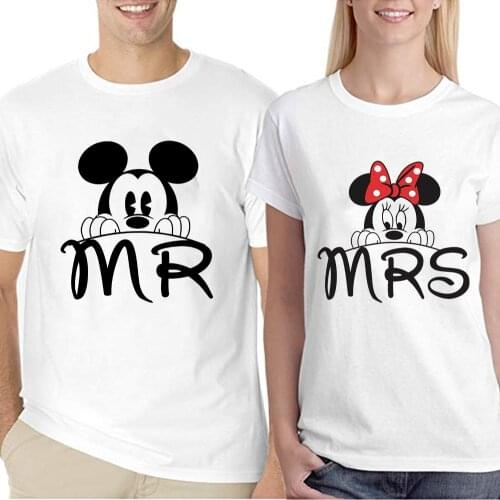 Disney Mouse Mickey Minnie Couple T Shirt for Husband Wife Lovers T-shirt Mr Mrs Valentine Gift Clothes Funny Graphic Tshirts