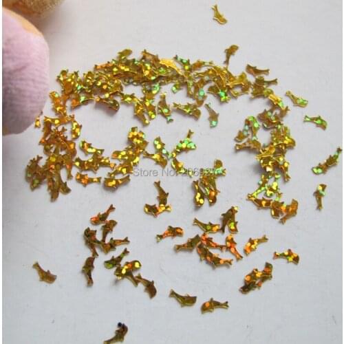 GD14-2 20g/bag Cute Laser Gold Dolphin Nail Art Shinny Glitter Cute Decoration Nail Art Decoration