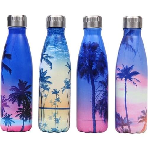 Hot Sale Creative Floral Thermos Flask Stainless Steel Water Bottle Leakproof Fitness Sports Drink Bottle Water Mug