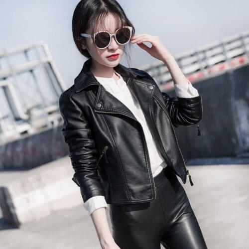 KMETRAM 2020 Leather Jacket Spring Autumn Jacket Women Korean Short Coat Female PU Leather Biker Jackets Chaqueta Mujer MY2305