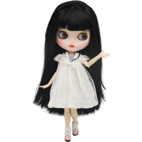 ICY DBS Blyth doll 1/6 bjd with open mouth black straight hair white skin customized matte face Joint body