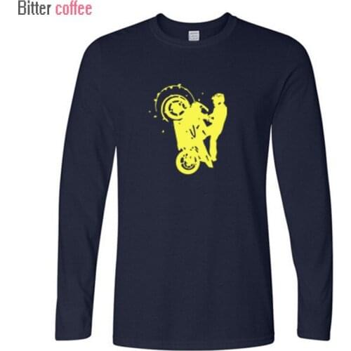 Hot Sale Funny Design New T Shirt Men Dirt Moto Printing T Shirt Long Sleeve Autumn Interesting Male Tops Shirts Plus Size
